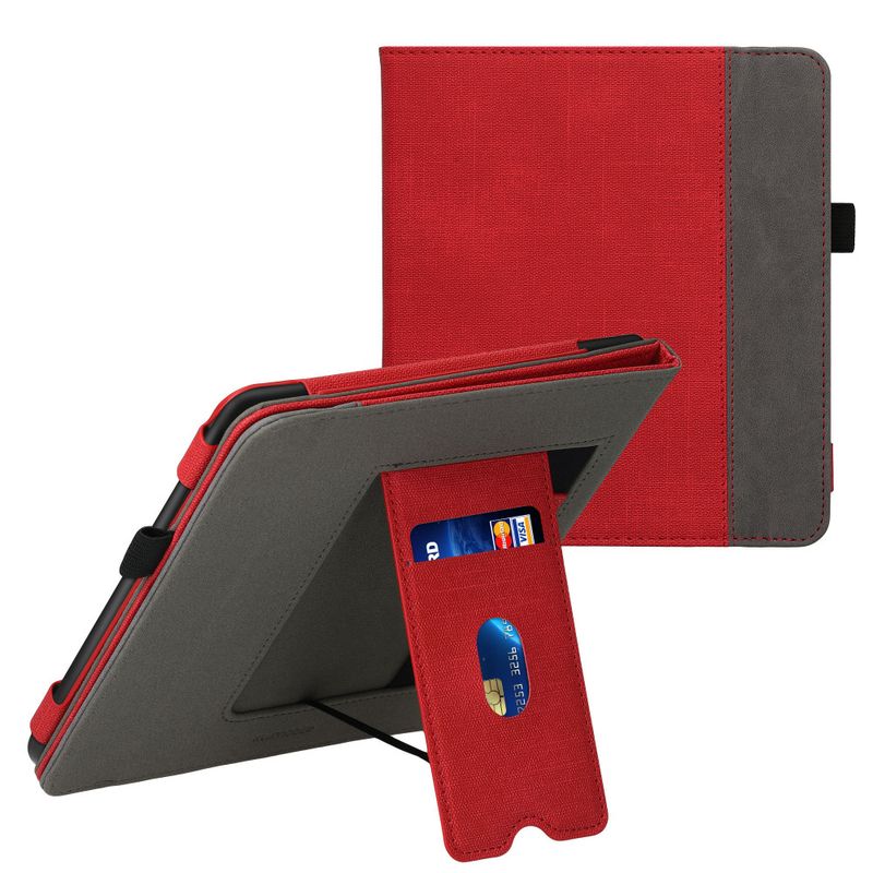 Laptop, Telefoane si Tablete - Ebook reader si accesorii - Accesorii eBook Reader - Husa kwmobile pentru Tolino Epos 3, Piele ecologica, Rosu/Gri, 59979.09 - Infinity.ro