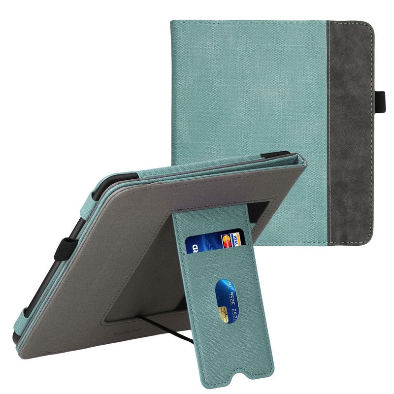 Laptop, Telefoane si Tablete - Ebook reader si accesorii - Accesorii eBook Reader - Husa Kwmobile pentru Tolino Epos 3, Verde/Gri, Textil, KWM000017KY005C - Infinity.ro