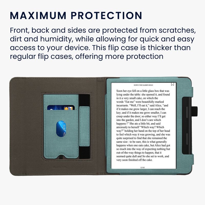 Laptop, Telefoane si Tablete - Ebook reader si accesorii - Accesorii eBook Reader - Husa Kwmobile pentru Tolino Epos 3, Verde/Gri, Textil, KWM000017KY005C - Infinity.ro