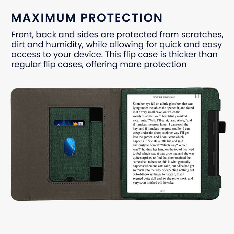 Laptop, Telefoane si Tablete - Ebook reader si accesorii - Accesorii eBook Reader - Husa Kwmobile pentru Tolino Epos 3, Verde inchis/Gri, Textil, KWM000017KY002C - Infinity.ro