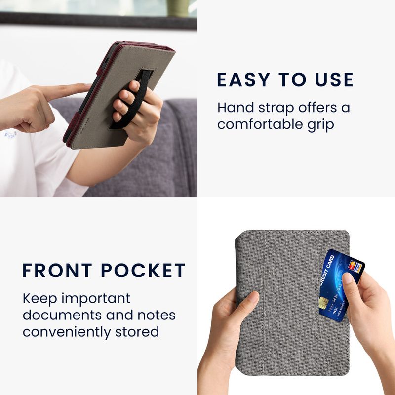 Laptop, Telefoane si Tablete - Ebook reader si accesorii - Accesorii eBook Reader - Husa cu buzunar Kwmobile pentru Kobo Aura H2O Edition 2, Gri deschis, Textil, 54137.25 - Infinity.ro