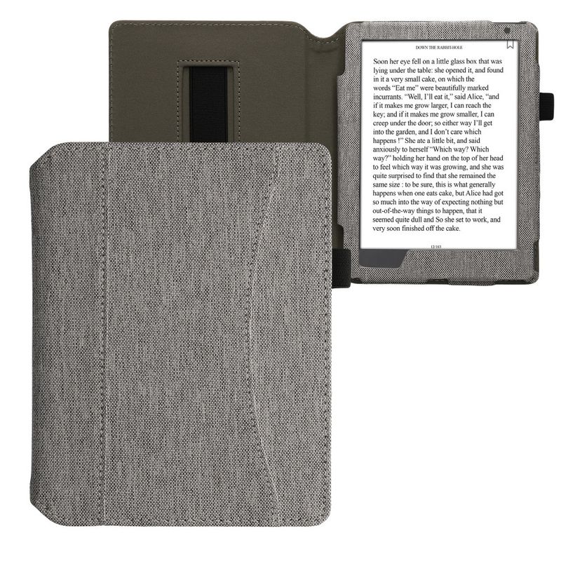 Laptop, Telefoane si Tablete - Ebook reader si accesorii - Accesorii eBook Reader - Husa cu buzunar Kwmobile pentru Kobo Aura H2O Edition 2, Gri deschis, Textil, 54137.25 - Infinity.ro