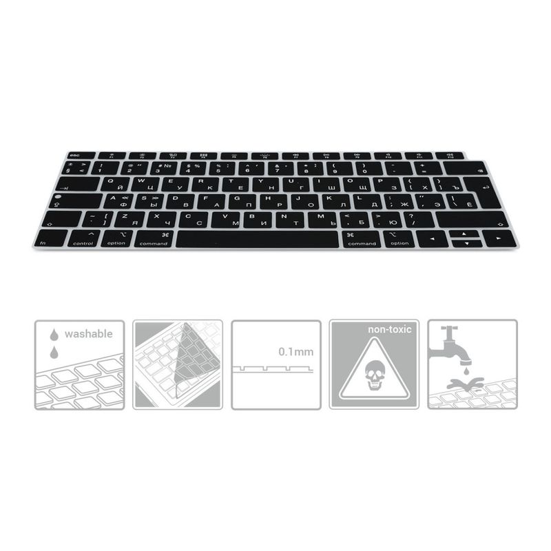 Laptop, Telefoane si Tablete/Laptopuri si accesorii/Piese laptop/Folii protectie si autocolante laptop - Husa pentru tastatura Apple MacBook Air 13.3" (2018-2020), Kwmobile, Negru, Silicon, 53983.01 - Infinity.ro
