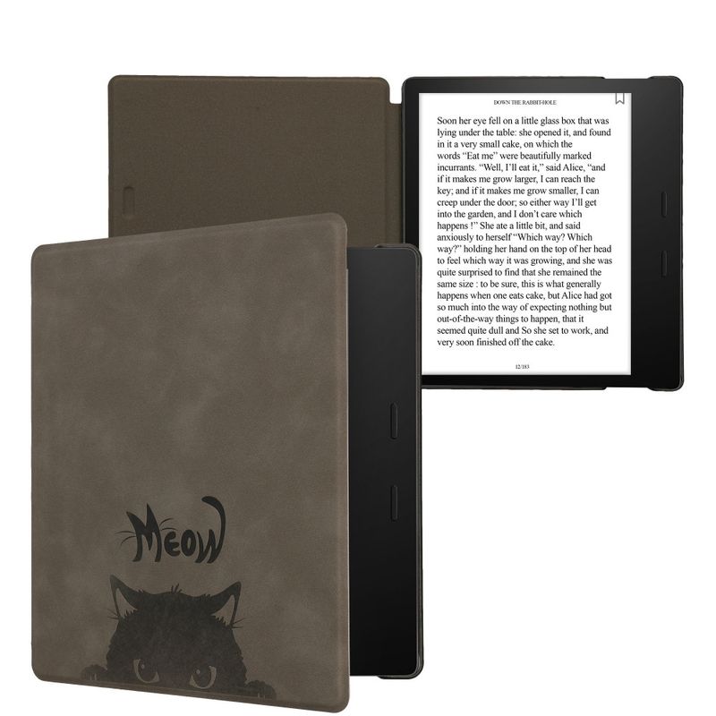 Laptop, Telefoane si Tablete - Ebook reader si accesorii - Accesorii eBook Reader - Husa Kwmobile pentru Amazon Kindle Oasis 10, Gri/Negru, Piele ecologica, KWM000014ND014C - Infinity.ro