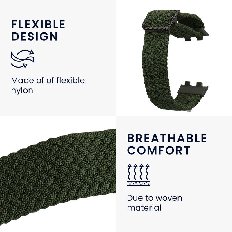 Laptop, Telefoane si Tablete - Wearables si gadgeturi - Wearables - Bratari fitness - Curea Kwmobile pentru Huawei Band 8, Verde inchis, Nylon, KWM0000206B004C - Infinity.ro