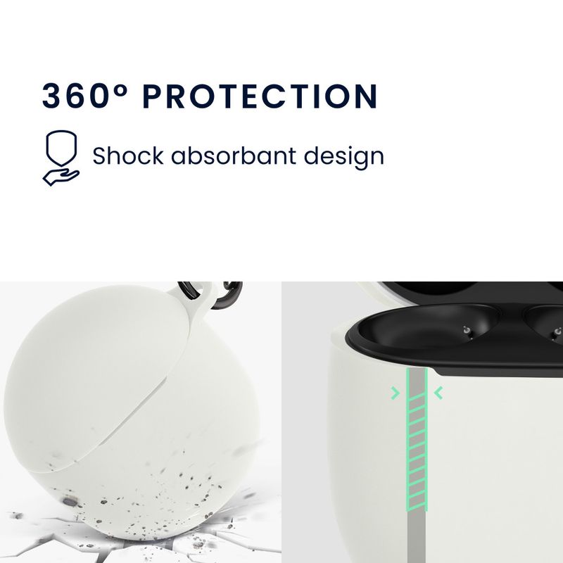 Laptop, Telefoane si Tablete - Wearables si gadgeturi - Wearables - Accesorii wearables - Husa kwmobile pentru Google Pixel Buds Pro, Silicon, Alb/Negru, 60099.02 - Infinity.ro