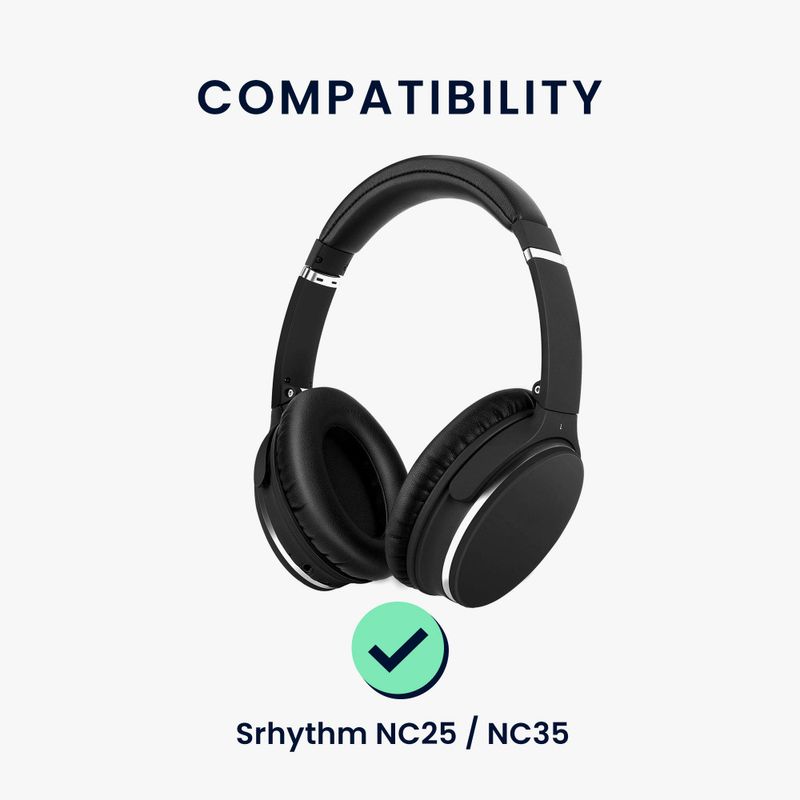 Laptop, Telefoane si Tablete - Wearables si gadgeturi - Wearables - Accesorii wearables - Set 2 Perne de urechi Kwmobile pentru Srhythm NC25/NC35 Noise Cancelling, Negru, Piele ecologica, KWM000024ZV001C - Infinity.ro