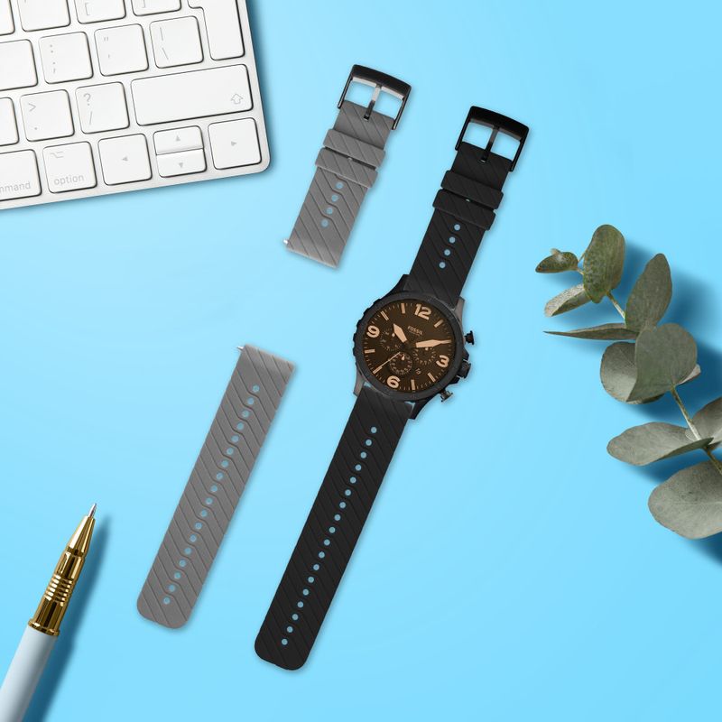 Laptop, Telefoane si Tablete - Wearables si gadgeturi - Wearables - Smartwatch-uri - Set 2 Curele Kwmobile pentru Fossil Q Machine, Negru/Gri, Silicon, KWM0000253O002C - Infinity.ro