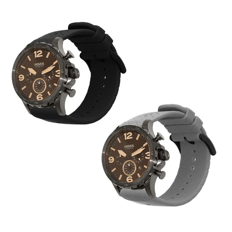 Laptop, Telefoane si Tablete - Wearables si gadgeturi - Wearables - Smartwatch-uri - Set 2 Curele Kwmobile pentru Fossil Q Machine, Negru/Gri, Silicon, KWM0000253O002C - Infinity.ro