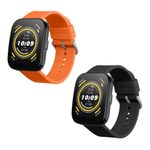 Laptop, Telefoane si Tablete - Wearables si gadgeturi - Wearables - Accesorii wearables - Set 2 Curele Kwmobile pentru Amazfit Bip 5/GTR 4, Negru/Portocaliu, Silicon, KWM000024YT005C - Infinity.ro