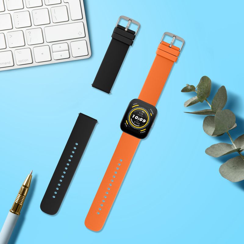 Laptop, Telefoane si Tablete - Wearables si gadgeturi - Wearables - Accesorii wearables - Set 2 Curele Kwmobile pentru Amazfit Bip 5/GTR 4, Negru/Portocaliu, Silicon, KWM000024YT005C - Infinity.ro