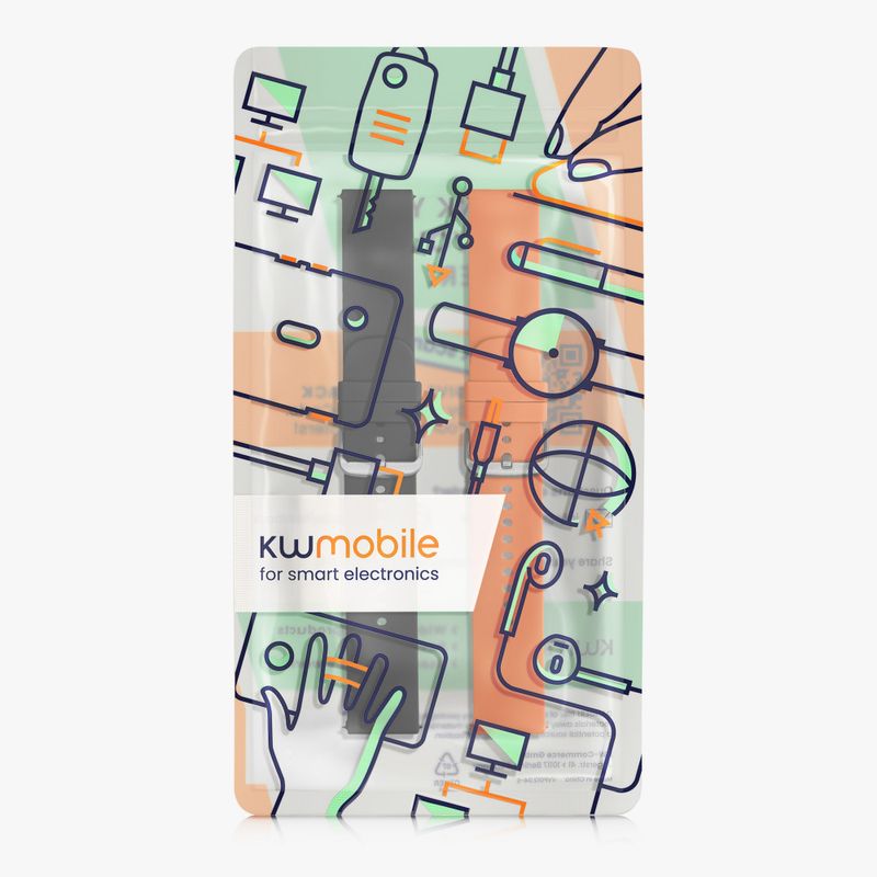 Laptop, Telefoane si Tablete - Wearables si gadgeturi - Wearables - Accesorii wearables - Set 2 Curele Kwmobile pentru Amazfit Bip 5/GTR 4, Negru/Portocaliu, Silicon, KWM000024YT005C - Infinity.ro