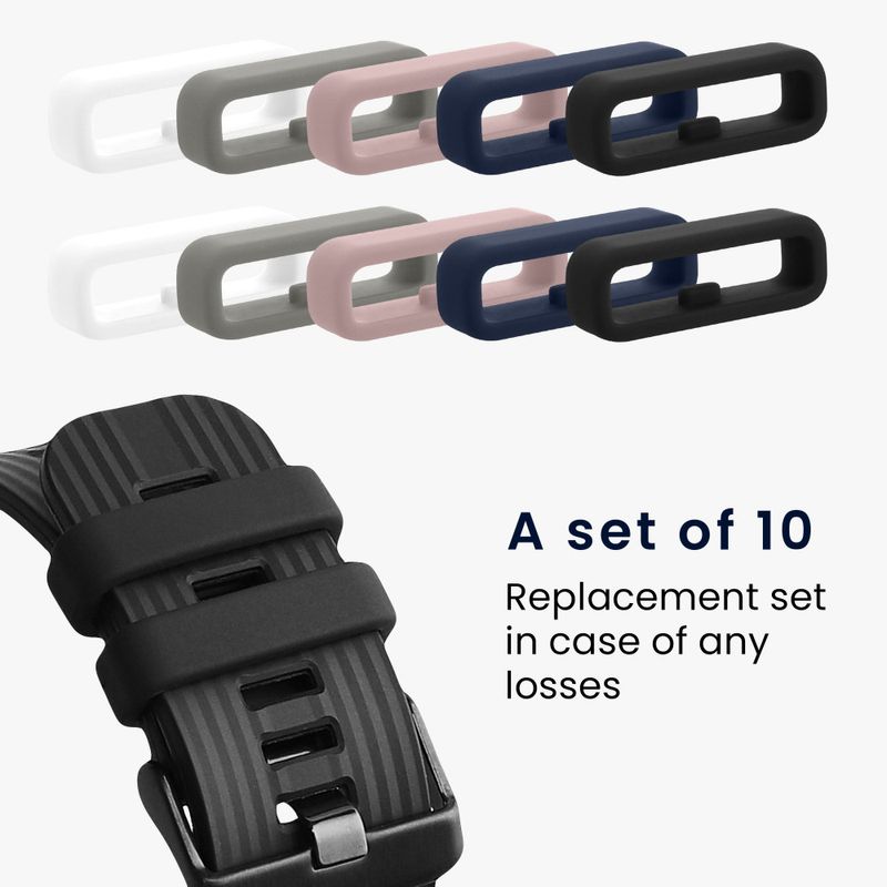 Laptop, Telefoane si Tablete - Wearables si gadgeturi - Wearables - Accesorii wearables - Set 10 Bucle suport pentru curea de 18 mm, Multicolor, Silicon, KWM000024YH001C - Infinity.ro