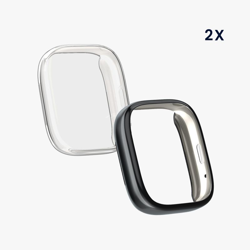 Laptop, Telefoane si Tablete - Wearables si gadgeturi - Wearables - Accesorii wearables - Set 2 Huse Kwmobile pentru Xiaomi Redmi Watch 3 Active, Transparent/Negru, Silicon, KWM000024YF003C - Infinity.ro