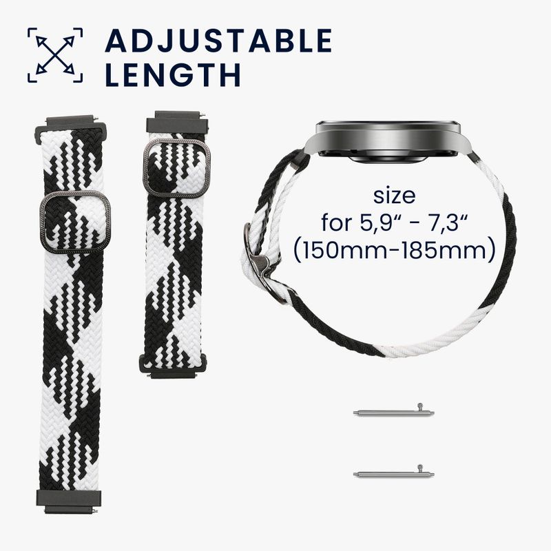 Laptop, Telefoane si Tablete - Wearables si gadgeturi - Wearables - Smartwatch-uri - Curea Kwmobile pentru Garmin Vivomove 3S/Vivoactive 4S, Negru/Alb, Nylon, KWM0000250F001C - Infinity.ro