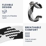 Laptop, Telefoane si Tablete - Wearables si gadgeturi - Wearables - Smartwatch-uri - Curea Kwmobile pentru Garmin Vivomove 3S/Vivoactive 4S, Negru/Alb, Nylon, KWM0000250F001C - Infinity.ro