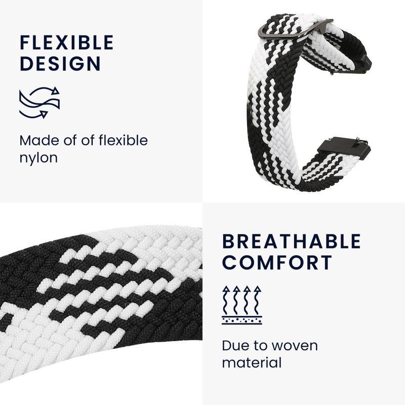 Laptop, Telefoane si Tablete - Wearables si gadgeturi - Wearables - Smartwatch-uri - Curea Kwmobile pentru Garmin Vivomove 3S/Vivoactive 4S, Negru/Alb, Nylon, KWM0000250F001C - Infinity.ro