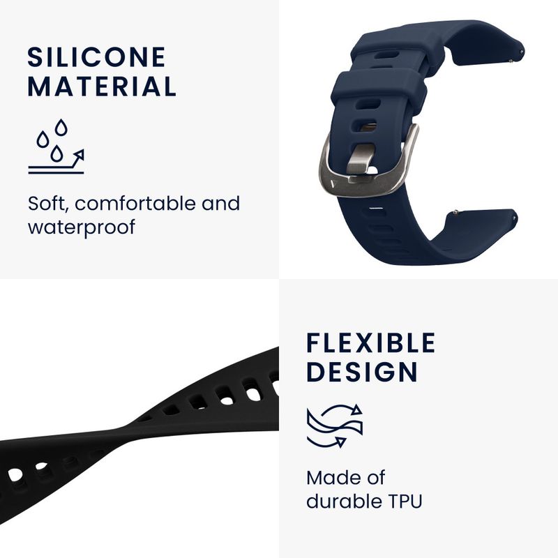 Laptop, Telefoane si Tablete - Wearables si gadgeturi - Wearables - Accesorii wearables - Set 2 Curele Kwmobile pentru Garmin vivoactive 5/Active 5, Negru/Albastru inchis, Silicon, KWM0000254E001C - Infinity.ro