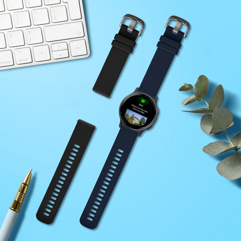 Laptop, Telefoane si Tablete - Wearables si gadgeturi - Wearables - Accesorii wearables - Set 2 Curele Kwmobile pentru Garmin vivoactive 5/Active 5, Negru/Albastru inchis, Silicon, KWM0000254E001C - Infinity.ro