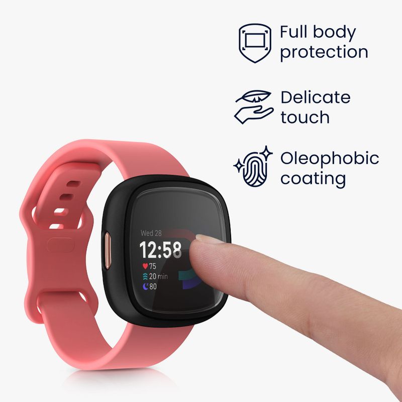 Laptop, Telefoane si Tablete - Wearables si gadgeturi - Wearables - Accesorii wearables - Set 2 Huse Kwmobile cu sticla securizata pentru Fitbit Versa 4/Sense 2, Transparent/Negru, Plastic, KWM000024UJ002C - Infinity.ro