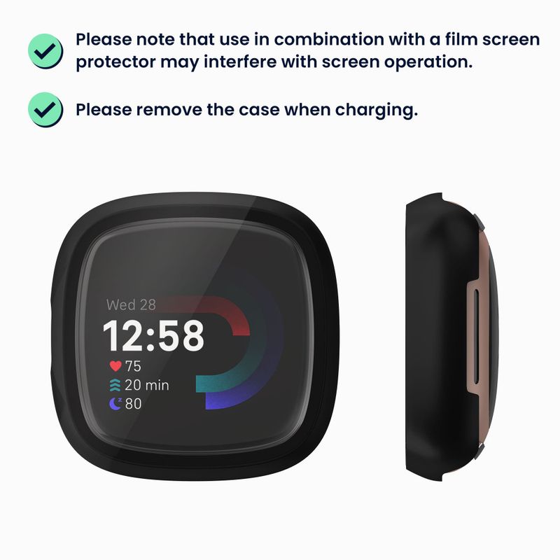 Laptop, Telefoane si Tablete - Wearables si gadgeturi - Wearables - Accesorii wearables - Set 2 Huse Kwmobile cu sticla securizata pentru Fitbit Versa 4/Sense 2, Transparent/Negru, Plastic, KWM000024UJ002C - Infinity.ro