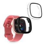 Laptop, Telefoane si Tablete - Wearables si gadgeturi - Wearables - Accesorii wearables - Set 2 Huse Kwmobile cu sticla securizata pentru Fitbit Versa 4/Sense 2, Transparent/Negru, Plastic, KWM000024UJ002C - Infinity.ro