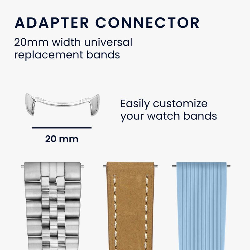 Laptop, Telefoane si Tablete - Wearables si gadgeturi - Wearables - Accesorii wearables - Set 4 Adaptori prindere curea de 20 mm Kwmobile pentru Google Pixel Watch 2, Argintiu/Negru, Otel, KWM0000255L001C - Infinity.ro
