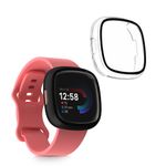 Laptop, Telefoane si Tablete - Wearables si gadgeturi - Wearables - Accesorii wearables - Set 2 Huse Kwmobile cu sticla securizata pentru Fitbit Versa 4/Sense 2, Transparent/Negru, Plastic, KWM000024UJ002C - Infinity.ro