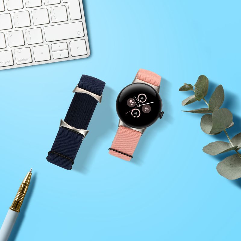 Laptop, Telefoane si Tablete - Wearables si gadgeturi - Wearables - Smartwatch-uri - Set 2 Curele Kwmobile pentru Google Pixel Watch 2/Pixel Watch, Albastru inchis/Roz, Nylon, KWM000025BF002C - Infinity.ro