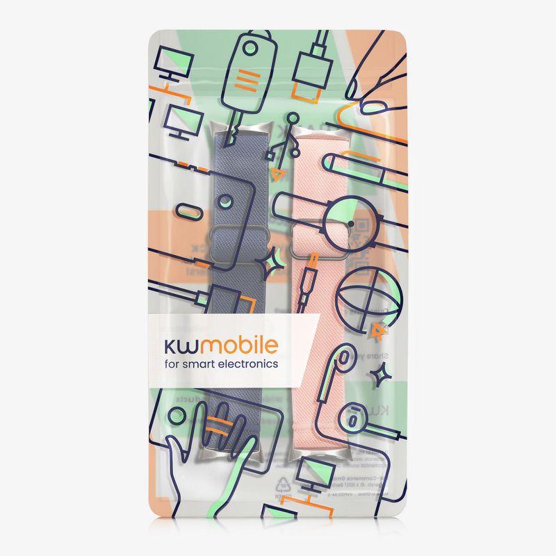Laptop, Telefoane si Tablete - Wearables si gadgeturi - Wearables - Smartwatch-uri - Set 2 Curele Kwmobile pentru Google Pixel Watch 2/Pixel Watch, Albastru inchis/Roz, Nylon, KWM000025BF002C - Infinity.ro
