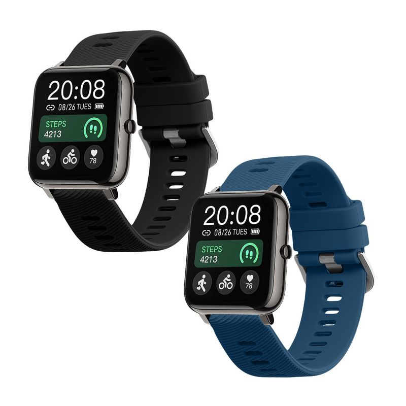 Laptop, Telefoane si Tablete - Wearables si gadgeturi - Wearables - Accesorii wearables - Set 2 Curele Kwmobile pentru Popglory P66, Negru/Albastru, Silicon, KWM000024SZ001C - Infinity.ro