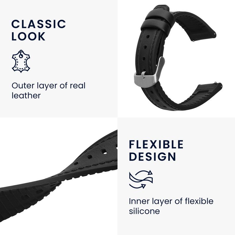 Laptop, Telefoane si Tablete - Wearables si gadgeturi - Wearables - Accesorii wearables - Curea Kwmobile pentru Huawei Watch GT 3/Watch GT 2/Watch GT, Negru, Piele naturala, KWM000013PG003C - Infinity.ro