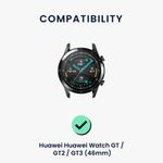 Laptop, Telefoane si Tablete - Wearables si gadgeturi - Wearables - Accesorii wearables - Curea Kwmobile pentru Huawei Watch GT 3/Watch GT 2/Watch GT, Negru, Piele naturala, KWM000013PG003C - Infinity.ro
