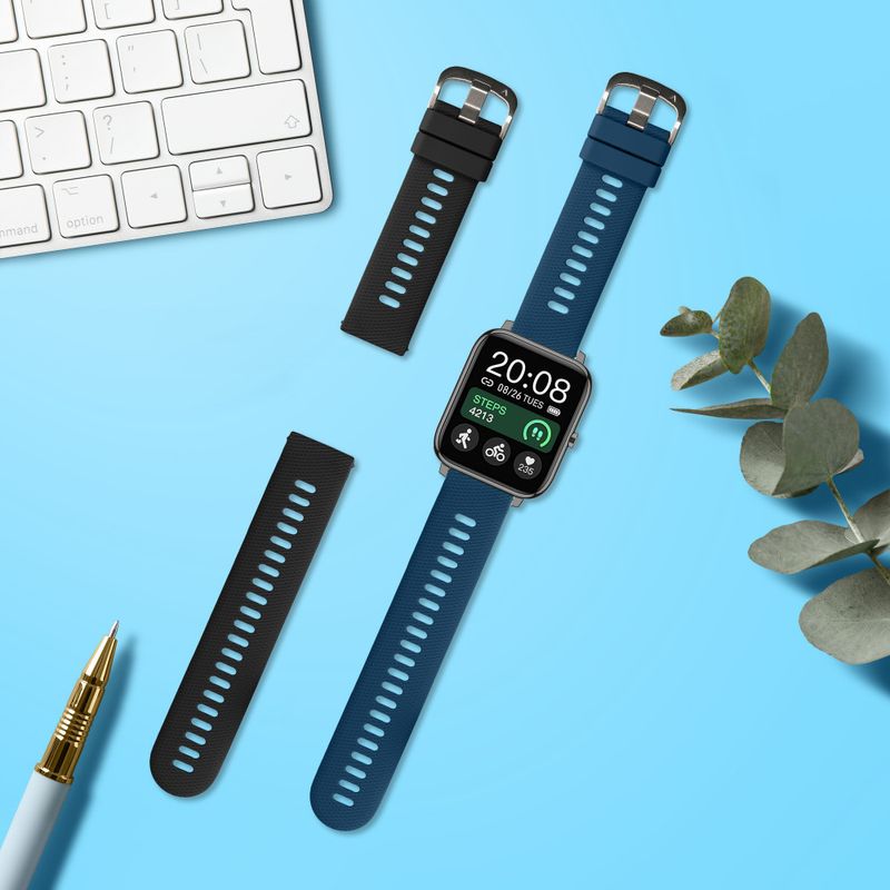 Laptop, Telefoane si Tablete - Wearables si gadgeturi - Wearables - Accesorii wearables - Set 2 Curele Kwmobile pentru Popglory P66, Negru/Albastru, Silicon, KWM000024SZ001C - Infinity.ro
