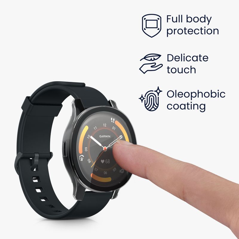 Laptop, Telefoane si Tablete - Wearables si gadgeturi - Wearables - Smartwatch-uri - Set 2 Huse Kwmobile cu sticla securizata pentru Garmin Venu 3S, Transparent/Negru, Plastic, KWM0000251S002C - Infinity.ro