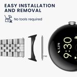 Laptop, Telefoane si Tablete - Wearables si gadgeturi - Wearables - Smartwatch-uri - Set 4 Adaptori prindere curea de 20 mm Kwmobile pentru Google Pixel Watch, Argintiu/Negru, Otel, KWM0000256W001C - Infinity.ro