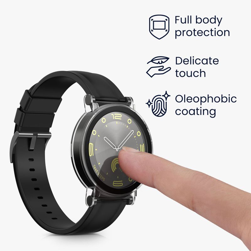 Laptop, Telefoane si Tablete - Wearables si gadgeturi - Wearables - Smartwatch-uri - Set 2 Huse Kwmobile cu sticla securizata pentru Huawei Watch GT 4 (41mm), Transparent/Negru, Plastic, KWM0000254P002C - Infinity.ro