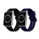 Laptop, Telefoane si Tablete - Wearables si gadgeturi - Wearables - Accesorii wearables - Set 2 curele pentru Huawei Watch Fit 2, Kwmobile, Negru/Albastru, Silicon, 59298.01 - Infinity.ro