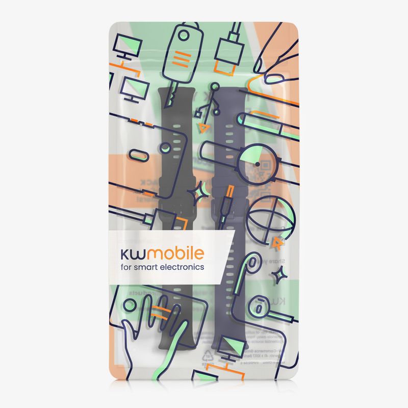 Laptop, Telefoane si Tablete - Wearables si gadgeturi - Wearables - Accesorii wearables - Set 2 curele pentru Huawei Watch Fit 2, Kwmobile, Negru/Albastru, Silicon, 59298.01 - Infinity.ro