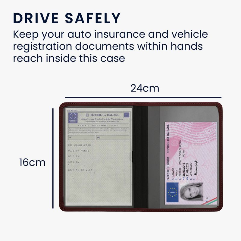 Carti si Birotica - Birotica - Accesorii de birou - Mape si dosare - Husa Kwmobile pentru certificatul de inmatriculare, Visiniu, Piele ecologica, KWM000013EI005C - Infinity.ro
