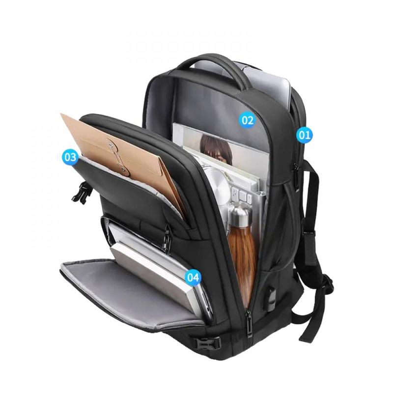 Laptop, Telefoane si Tablete - Laptopuri si accesorii - Accesorii Laptop - Genti laptop - Rucsac pentru laptop 15.6 inch MingLu 20-39L port USB impermeabil unisex dimensiuni 320 x 110 x 450 negru - Infinity.ro