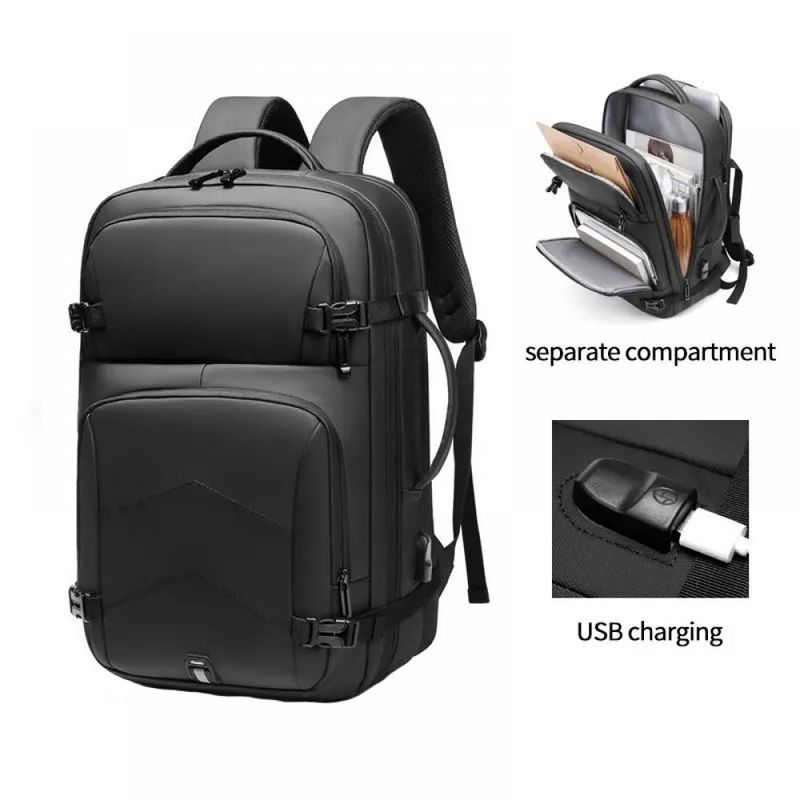 Laptop, Telefoane si Tablete - Laptopuri si accesorii - Accesorii Laptop - Genti laptop - Rucsac pentru laptop 15.6 inch MingLu 20-39L port USB impermeabil unisex dimensiuni 320 x 110 x 450 negru - Infinity.ro