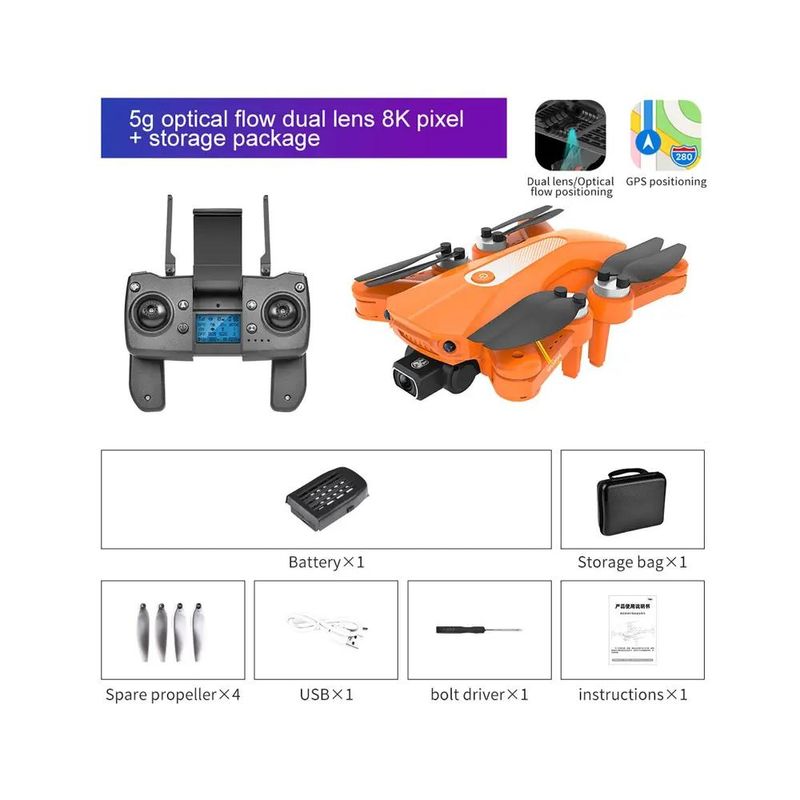 TV, Audio-Video si Foto - Camere de actiune si drone - Accesorii drone - Drona SLX K80 PRO, dual camera 4K/8k HD, GPS, 5G Wifi, baterie: 7.4V 2200mAh, distanta de control: ~1200 m - Infinity.ro