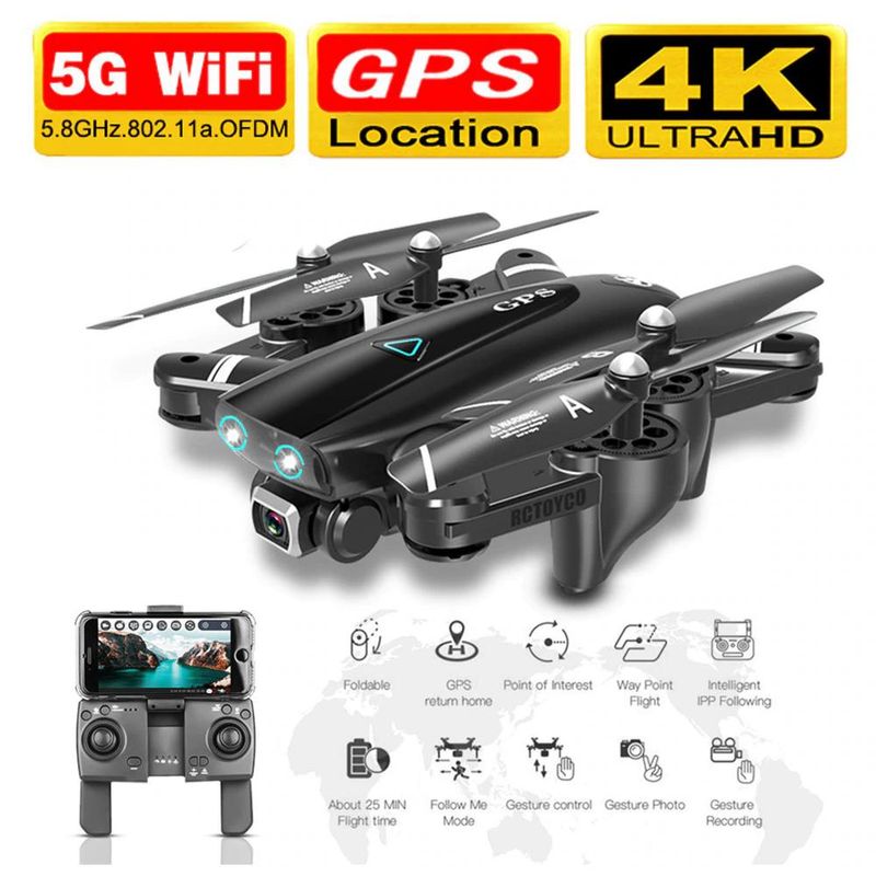 TV, Audio-Video si Foto - Camere de actiune si drone - Drone - Drona CSJ S167 GPS 4K 5G, brate pliabile, wifi, buton de Return To Home, camera 1080P HD, transmisie live - Infinity.ro