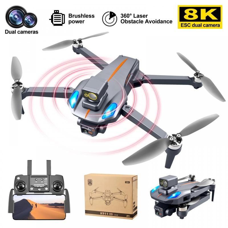 TV, Audio-Video si Foto - Camere de actiune si drone - Drone - Drona K911 MAX GPS cu obiectiv pentru evitarea obstacolelor laser 360°, cu 2 camera 4k/8k HD ESC FPV, 5G Wifi, GPS - Infinity.ro