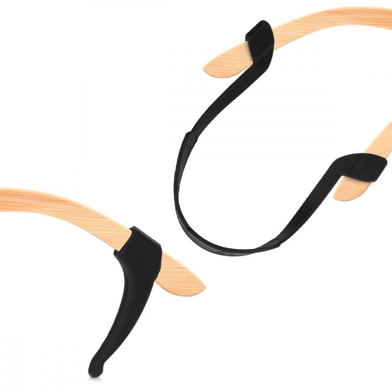 Ingrijire personala si Cosmetice - Sanatate si wellness - Optica medicala - Accesorii pentru ochelari si lentile de contact - Set 8 Terminale si 2 Curele pentru ochelari , Kwmobile, Negru, Silicon, 51738.01 - Infinity.ro