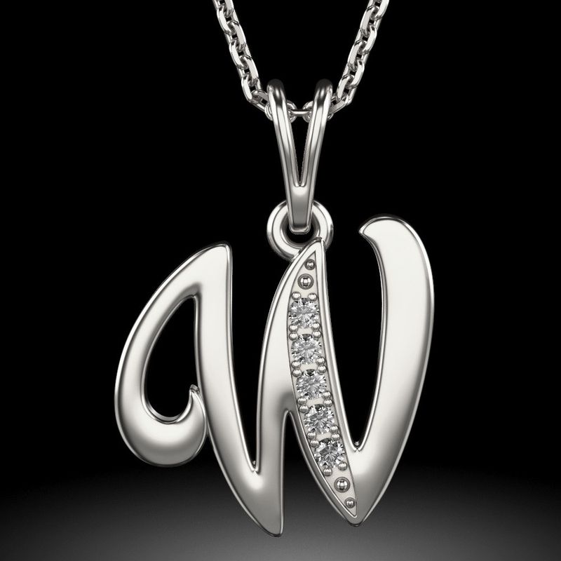 Fashion, accesorii si bijuterii - Femei - Bijuterii femei - Coliere femei - Colier din argint cu pandantiv Initiala W - Infinity.ro