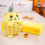 Jucarii, Copii si Bebe - Jucarii si jocuri - Jucarii de plus - Jucarie de plus multifunctionala, dimensiuni 25X30X30cm, cu Paturica pufoasa, 180x100cm, Model Ananas, Culoare Galben - Infinity.ro