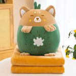 Jucarii, Copii si Bebe - Jucarii si jocuri - Jucarii de plus - Jucarie de plus multifunctionala, dimensiuni 25X30X30cm, cu Paturica pufoasa, 180x100cm, Model Kiwi, Culoare Verde ABYZ - Infinity.ro