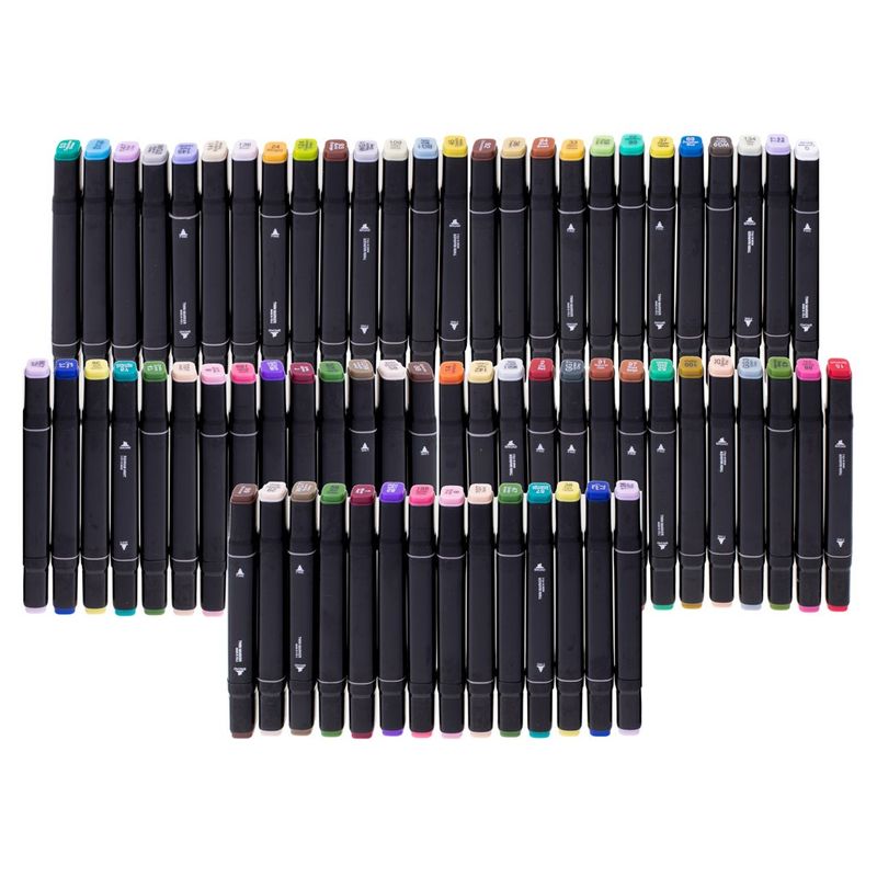 Carti si Birotica - Birotica - Instrumente de scris - Markere si carioci - Set 48 Markere cu Alcool, 2 capete si geanta de depozitare, 15 cm, Multicolor, 14 x 11 x 17.5 cm - Infinity.ro